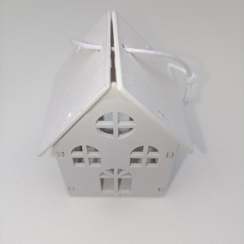 Domeček dřevěný bílý 2x3cm- 4ks