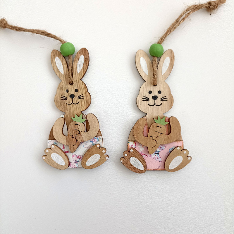 Zajíček růžové kalhoty 5x9cm-1ks 