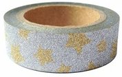 Lepící paska WASHI 15mmx5m glitr zlaté hvězdy