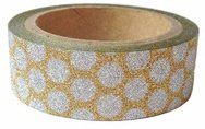Lepící paska WASHI 15mmx5m glitr puntíky na zlaté