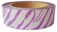 Lepící paska WASHI 15mmx5m glitr fialové pruhy