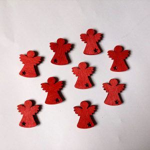 Dřevěný anděl -1,5x2cm, 9ks červené