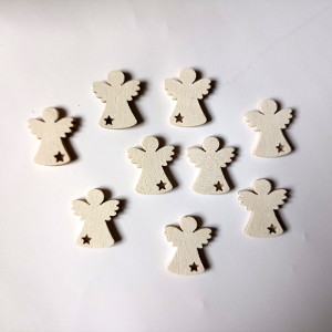 Dřevěný anděl -1,5x2cm, 9ks bílé