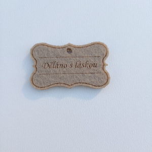 Visačka filc obdelník béžová 4x2,5cm
