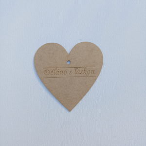Visačka srdce hnědá 4x2,5cm