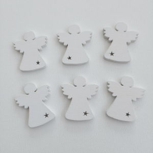 Andělíček s hvězdičkou dřevěný- bílý 6ks
