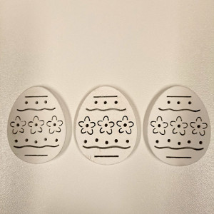 Vajíčko dřevo-bílé 4x5cm-3ks