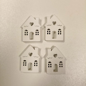 Domeček dřevěný bílý 2x3cm- 4ks