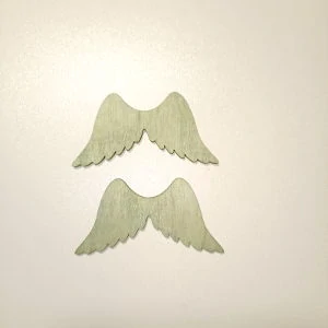 Křídla dřevěná šedozelená, 6x3 cm, 2 ks
