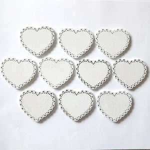 Srdce dřevěné bílé 5x4,5cm 10ks