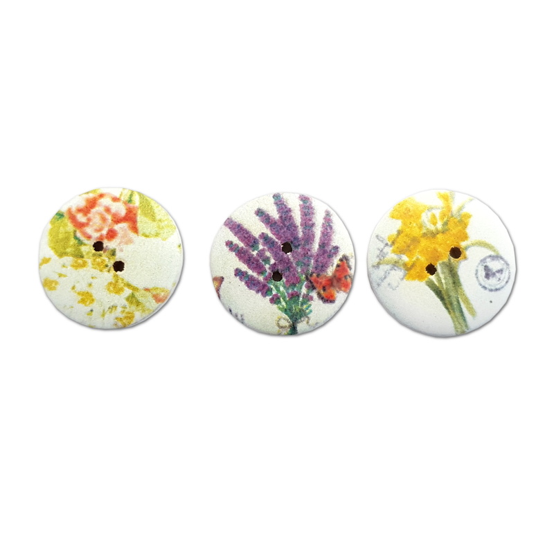 Knoflík nalepovací 2,5cm 3ks Levandule mix