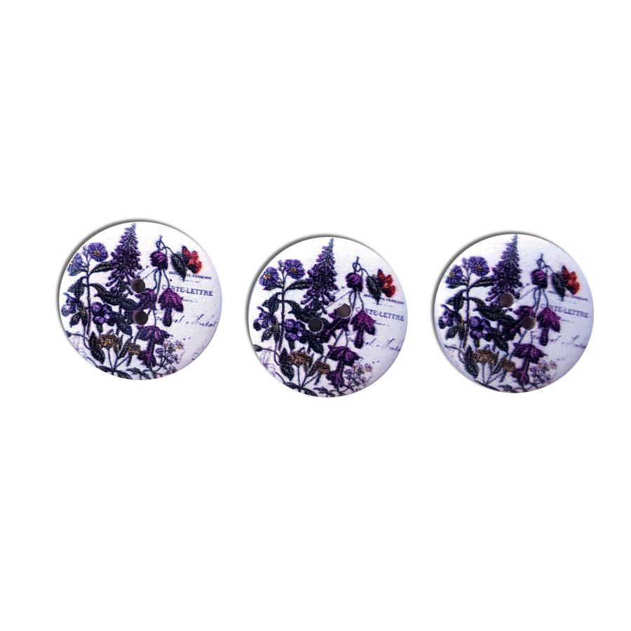Knoflík nalepovací 2,5cm 3ks bylinky