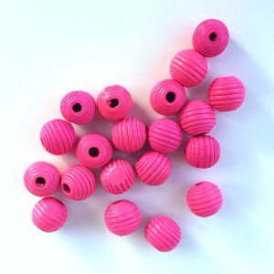 Korálky kulička vroubkované 13 mm růžové 20 ks