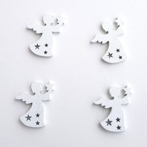 Dřevěný anděl 4cm 4ks bílé