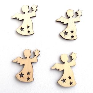 Dřevěný anděl 4cm 4ks přírodní