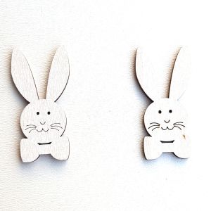 Zajíček dřevo-bílé 5x2,5cm 2ks