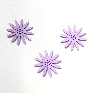 Dřevěné květy fialkové pr.4cm-3ks