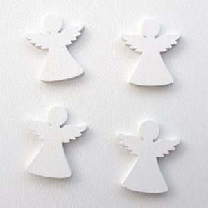 Dřevěný anděl bílý 4,4cm- 4ks