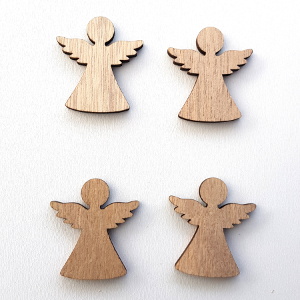 Dřevěný anděl přírodní 3,8cm- 4ks