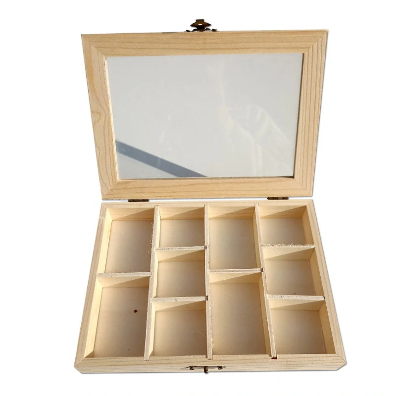 Krabička dřevěná se skleněným víčkem, 20,5x15x3cm