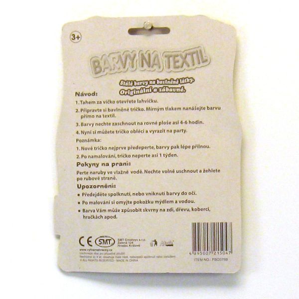 Barvy na textil třpytivé 6x7ml