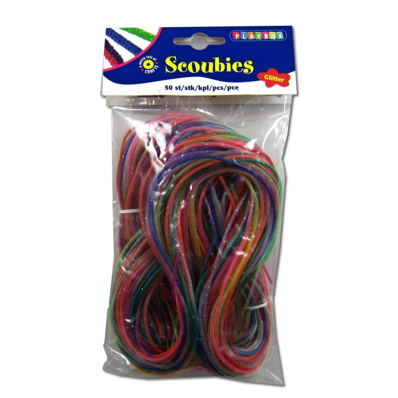 Bužírky Scoubidou gliter 50ks - 80cm+1,8mm