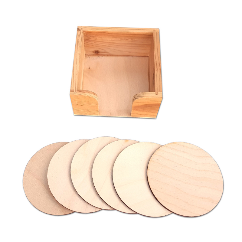 Dřevěné podtácky kulaté pr.9cm, 6ks