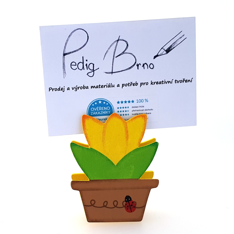 Kolíček stojánek tulipán 7cm žlutý 1ks