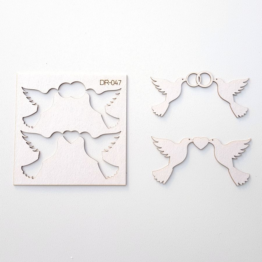 Papír výřez – Holubičky 10x10cm 1ks