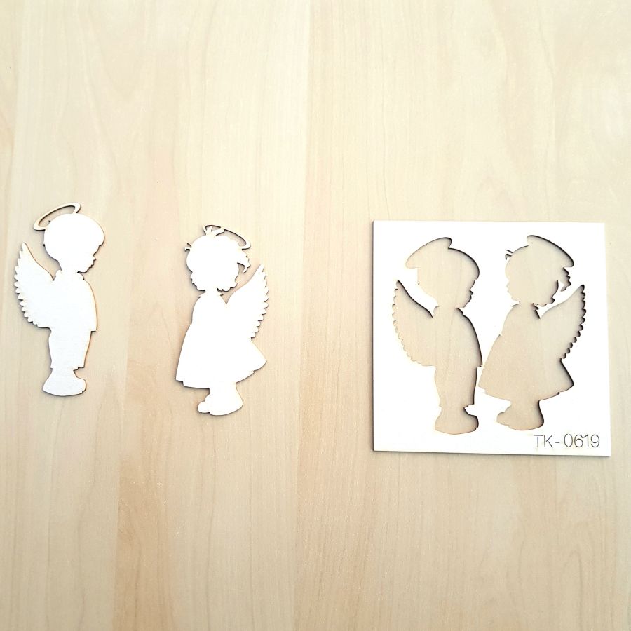 Papír výřez - Andělíčci 8,5cm 2ks