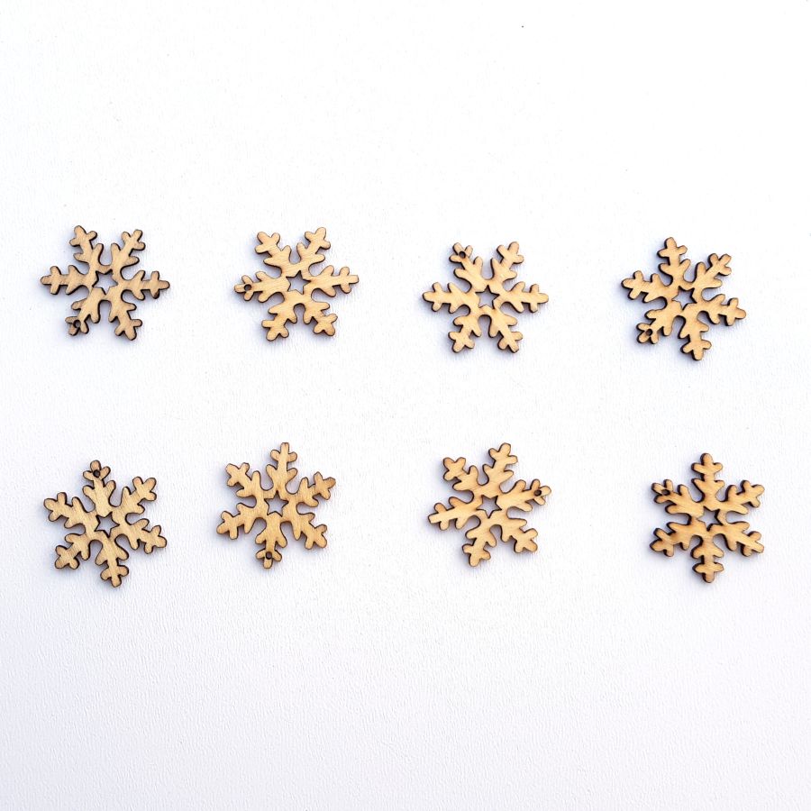Vločka dřevěná 30mm 8ks - červená
