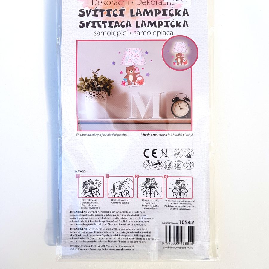 Svítící lampička na zeď-samolepící medvídek
