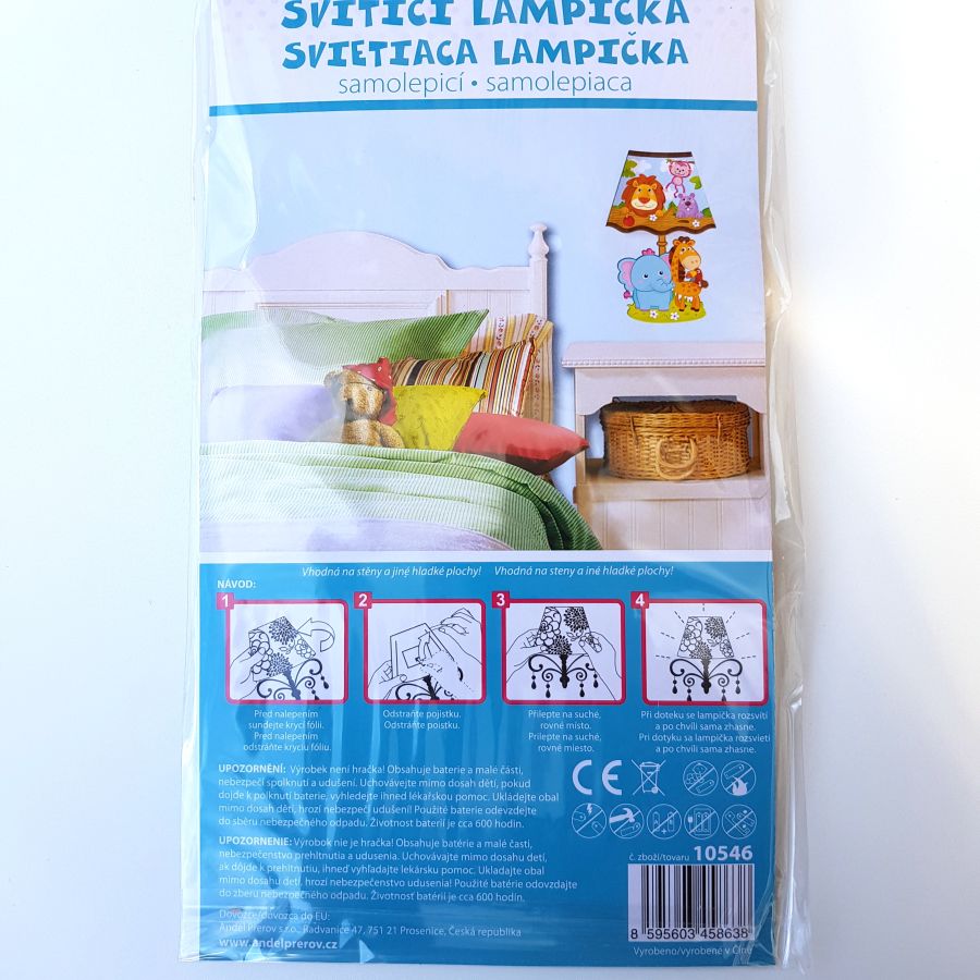 Svítící lampička na zeď-samolepící -zvířata