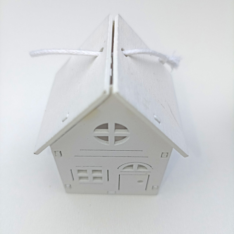 Domeček dřevěný bílý 6x5x4cm- 1ks